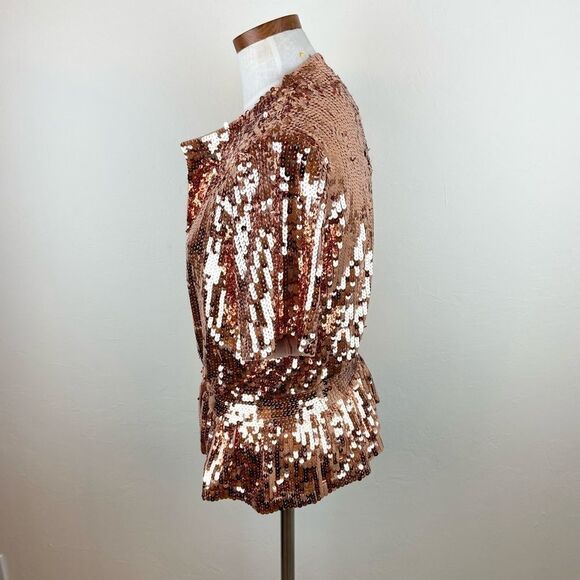 Boston Proper Rose Gold Must Have Sequin Cardigan Jacket - Picture 5 of 7